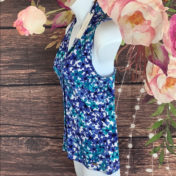 👚New Calvin Klein 👚Size Small Blue Floral - Picture 2 of 5